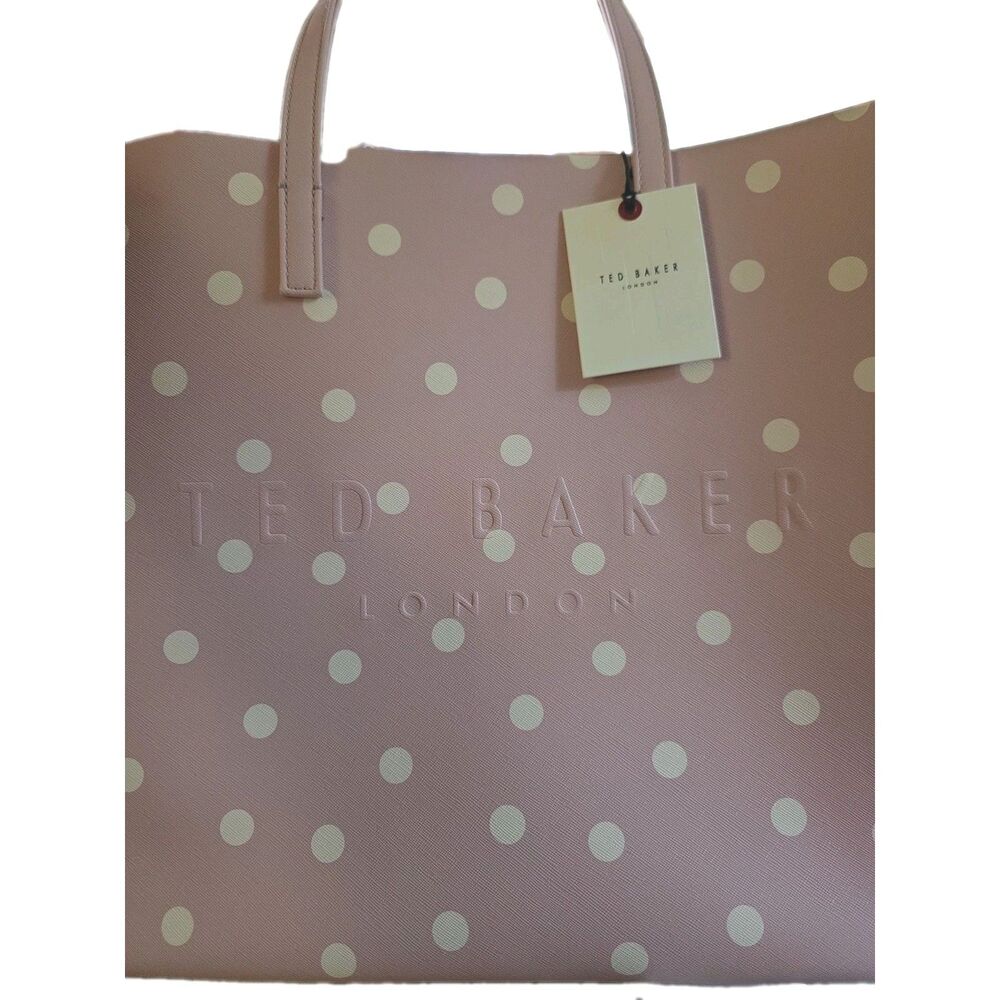 Ted Baker London The Icon Embossed Logo Tote Pink White Plka Dot Colorblock  Bag